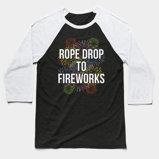 Rope Drop To Fireworks Theme Park Baseball T-Shirt by charlescheshire